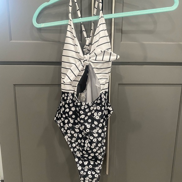 Striped and Floral One-Piece Swimsuit - Picture 1 of 2